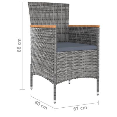 vidaXL 9 Piece Garden Dining Set with Cushions Grey