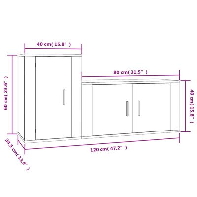 vidaXL 2 Piece TV Cabinet Set Grey Sonoma Engineered Wood