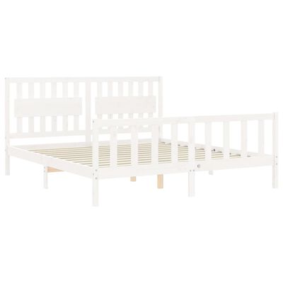 vidaXL Bed Frame without Mattress White Super King Size Solid Wood Pine