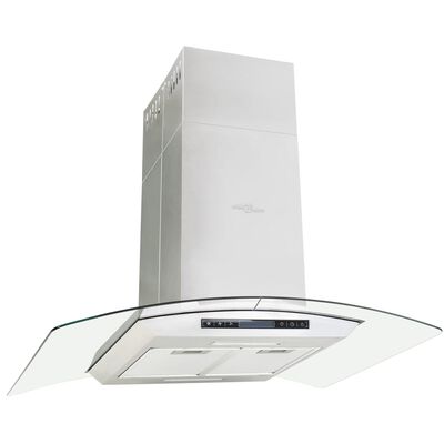 vidaXL Island Range Hood 90 cm LCD Display Touch Sensor 756 m³/h LED