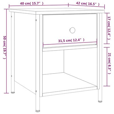 vidaXL Bedside Cabinet Brown Oak 40x42x50 cm Engineered Wood