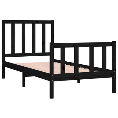 vidaXL Bed Frame without Mattress Black 90x190 cm Single Solid Wood