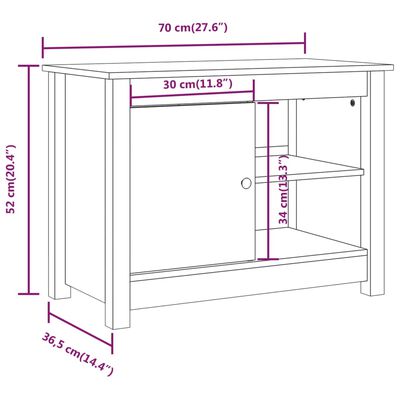 vidaXL TV Cabinet 70x36.5x52 cm Solid Wood Pine