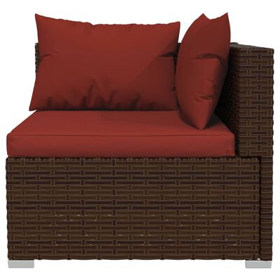 vidaXL 12 Piece Garden Lounge Set with Cushions Brown Poly Rattan