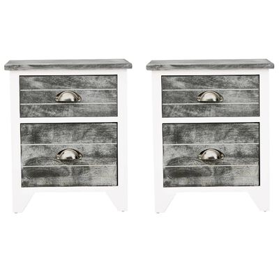 vidaXL Nightstand 2 pcs with 2 Drawers Grey and White