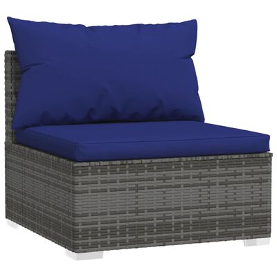 vidaXL 9 Piece Garden Lounge Set with Cushions Poly Rattan Grey