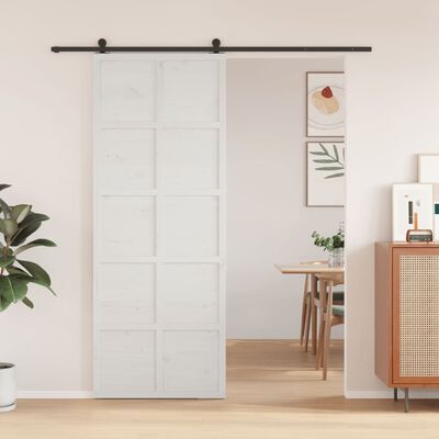 vidaXL Barn Door White 80x208 cm Solid Wood Pine