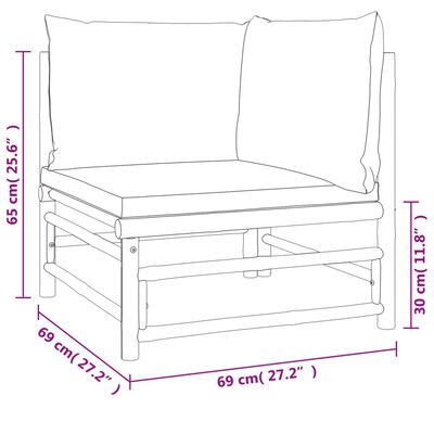 vidaXL 7 Piece Garden Lounge Set with Light Grey Cushions Bamboo