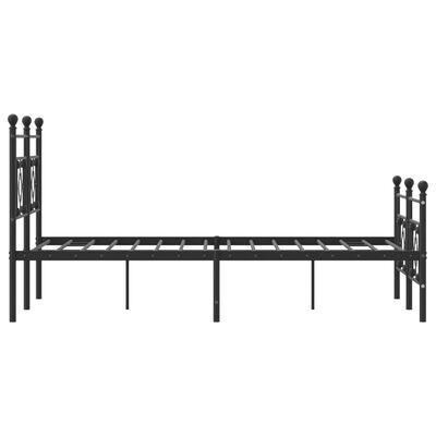 vidaXL Metal Bed Frame without Mattress with Footboard Black 135x190 cm Double