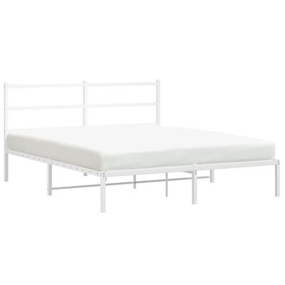 vidaXL Metal Bed Frame without Mattress with Headboard White 150x200 cm King Size