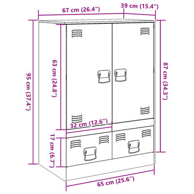 vidaXL Highboard Black 67x39x95 cm Steel