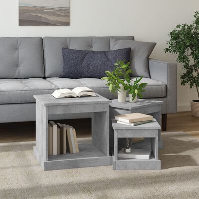 vidaXL Coffee Tables 3 pcs Concrete Grey Engineered Wood