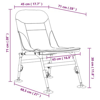 vidaXL Fishing Chair with Adjustable Mud Legs Foldable Camouflage