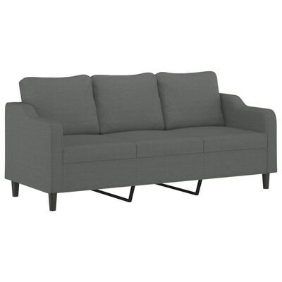 vidaXL 3-Seater Sofa with Footstool Dark Grey 180 cm Fabric