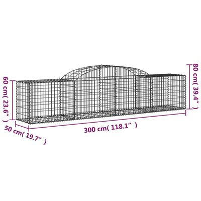 vidaXL Arched Gabion Baskets 9 pcs 300x50x60/80 cm Galvanised Iron