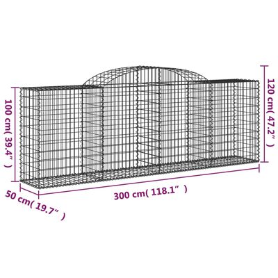 vidaXL Arched Gabion Baskets 9 pcs 300x50x100/120 cm Galvanised Iron