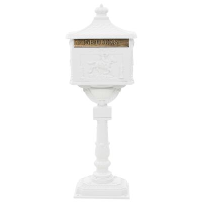 vidaXL Pedestal Letterbox Aluminium Vintage Style Rustproof White