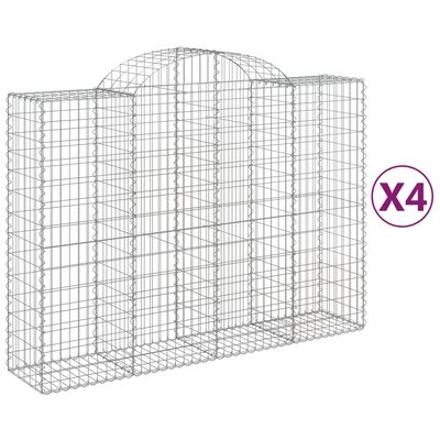 vidaXL Arched Gabion Baskets 4 pcs 200x50x140/160 cm Galvanised Iron