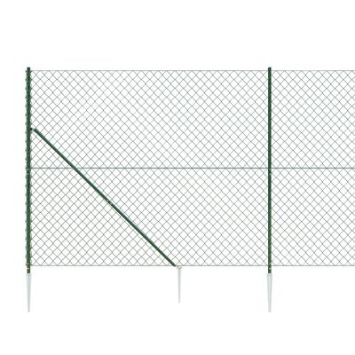 vidaXL Chain Link Fence with Spike Anchors Green 1.6x25 m