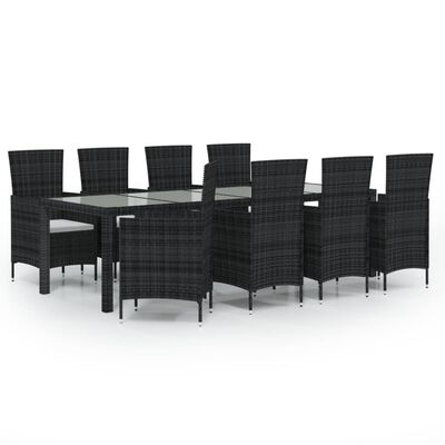 vidaXL 9 Piece Outdoor Dining Set with Cushions Poly Rattan Brown