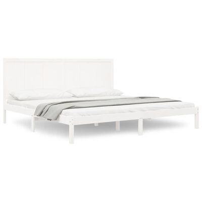 vidaXL Bed Frame White Solid Wood Pine 180x200 cm Super King Size