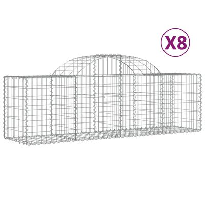 vidaXL Arched Gabion Baskets 8 pcs 200x50x60/80 cm Galvanised Iron