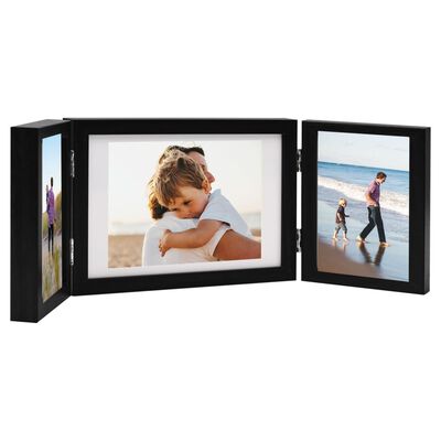 vidaXL Trifold Photo Frame Collage Black 28x18 cm+2x