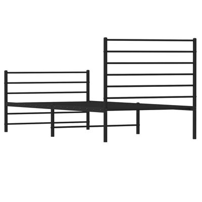 vidaXL Metal Bed Frame without Mattress with Footboard Black 90x190 cm Single