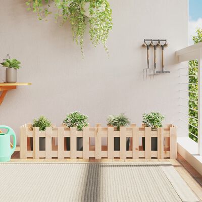 vidaXL Garden Raised Bed with Fence Design 150x30x30 cm Solid Wood Pine