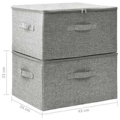 vidaXL Storage Boxes 2 pcs Fabric 43x34x23 cm Grey