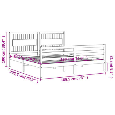 vidaXL Bed Frame without Mattress White Super King Size Solid Wood