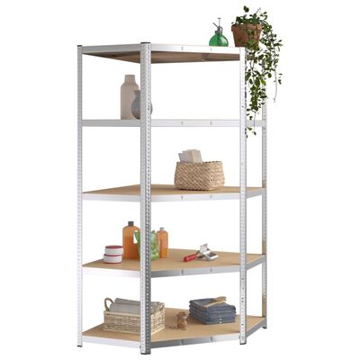 vidaXL 5-Layer Shelves 3 pcs Silver Steel&Engineered Wood