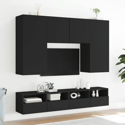 vidaXL TV Wall Cabinet Black 80x30x30 cm Engineered Wood