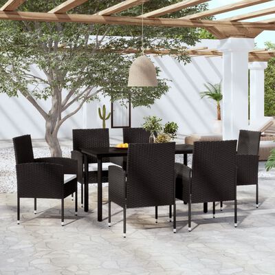 vidaXL 7 Piece Garden Dining Set Black