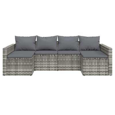 vidaXL 2 Piece Garden Lounge Set with Cushions Grey Poly Rattan