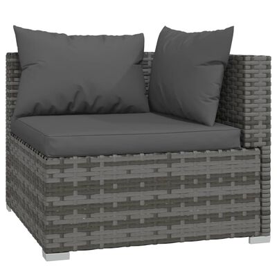 vidaXL 10 Piece Garden Lounge Set with Cushions Grey Poly Rattan