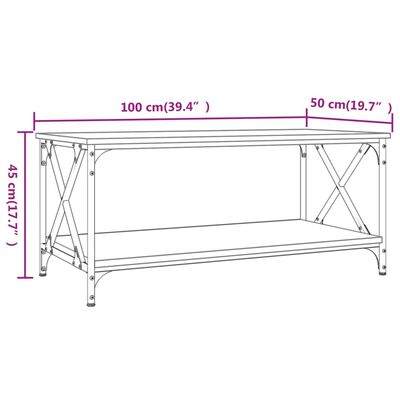 vidaXL Coffee Table Black 100x50x45 cm Engineered Wood and Iron