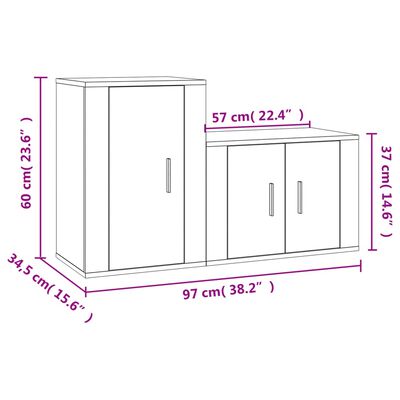 vidaXL 2 Piece TV Cabinet Set Concrete Grey Engineered Wood