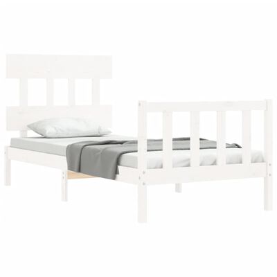 vidaXL Bed Frame without Mattress White Single Solid Wood Pine