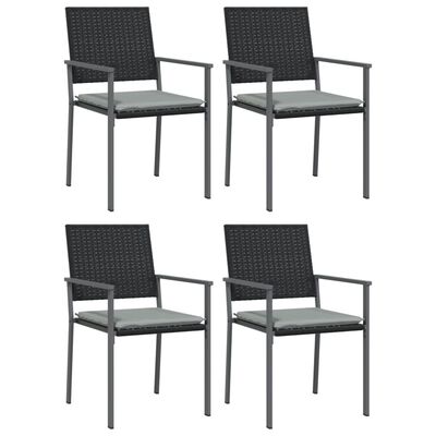 vidaXL 5 Piece Garden Dining Set with Cushions Poly Rattan and Steel