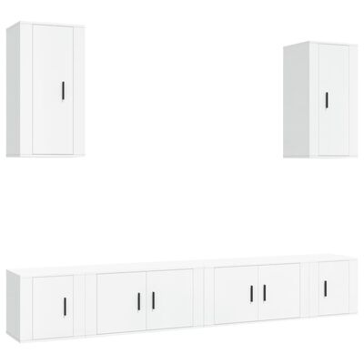 vidaXL 6 Piece TV Cabinet Set White Engineered Wood