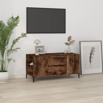 vidaXL TV Cabinet Smoked Oak 102x44.5x50 cm Engineered Wood