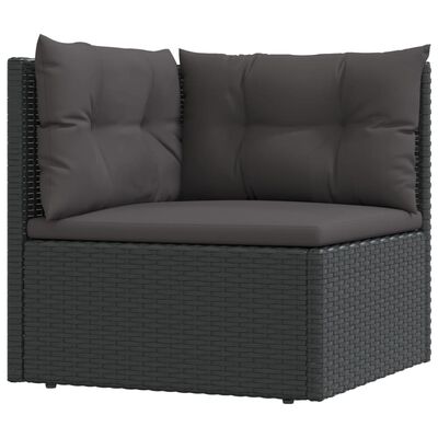 vidaXL 8 Piece Garden Lounge Set with Cushions Black Poly Rattan