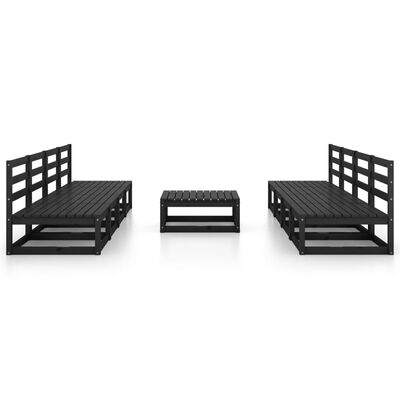 vidaXL 9 Piece Garden Lounge Set Black Solid Pinewood