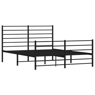 vidaXL Metal Bed Frame without Mattress with Footboard Black 150x200 cm King Size