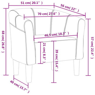 vidaXL Tub Chair Dark Grey Fabric