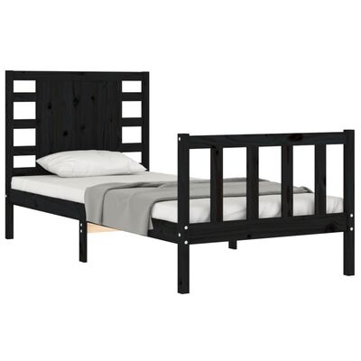 vidaXL Bed Frame without Mattress Black Single Solid Wood Pine