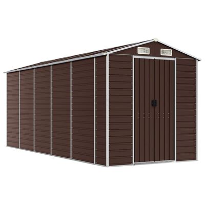 vidaXL Garden Shed Brown 191x470x198 cm Galvanised Steel