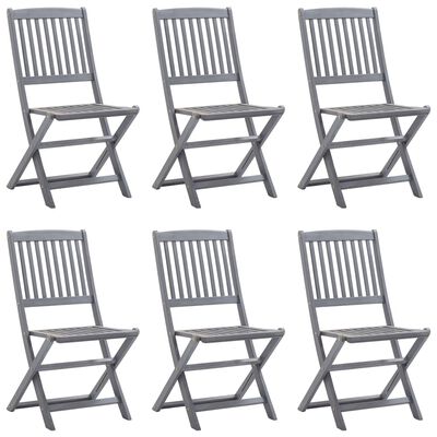 vidaXL Folding Outdoor Chairs 6 pcs with Cushions Solid Acacia Wood