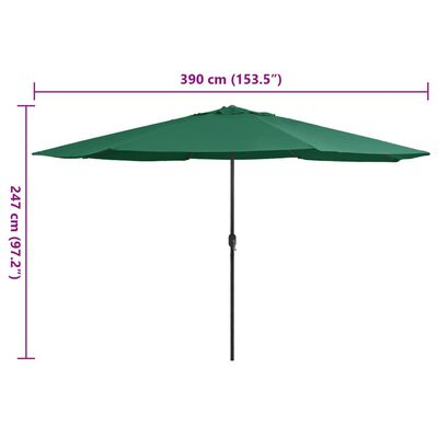 vidaXL Garden Parasol with Metal Pole 390 cm Green